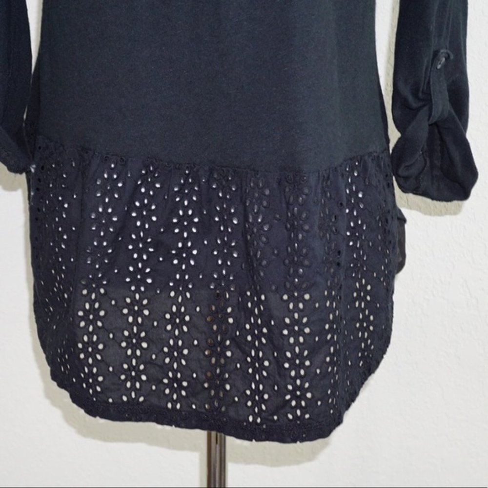 Anthro Meadow Rue Effortless Eyelet Henley Top - Picture 6 of 8